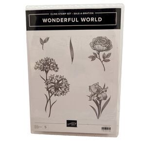 Stampin Up Wonderful World Cling Stamp Set Unmounted Flower Floral Botanical